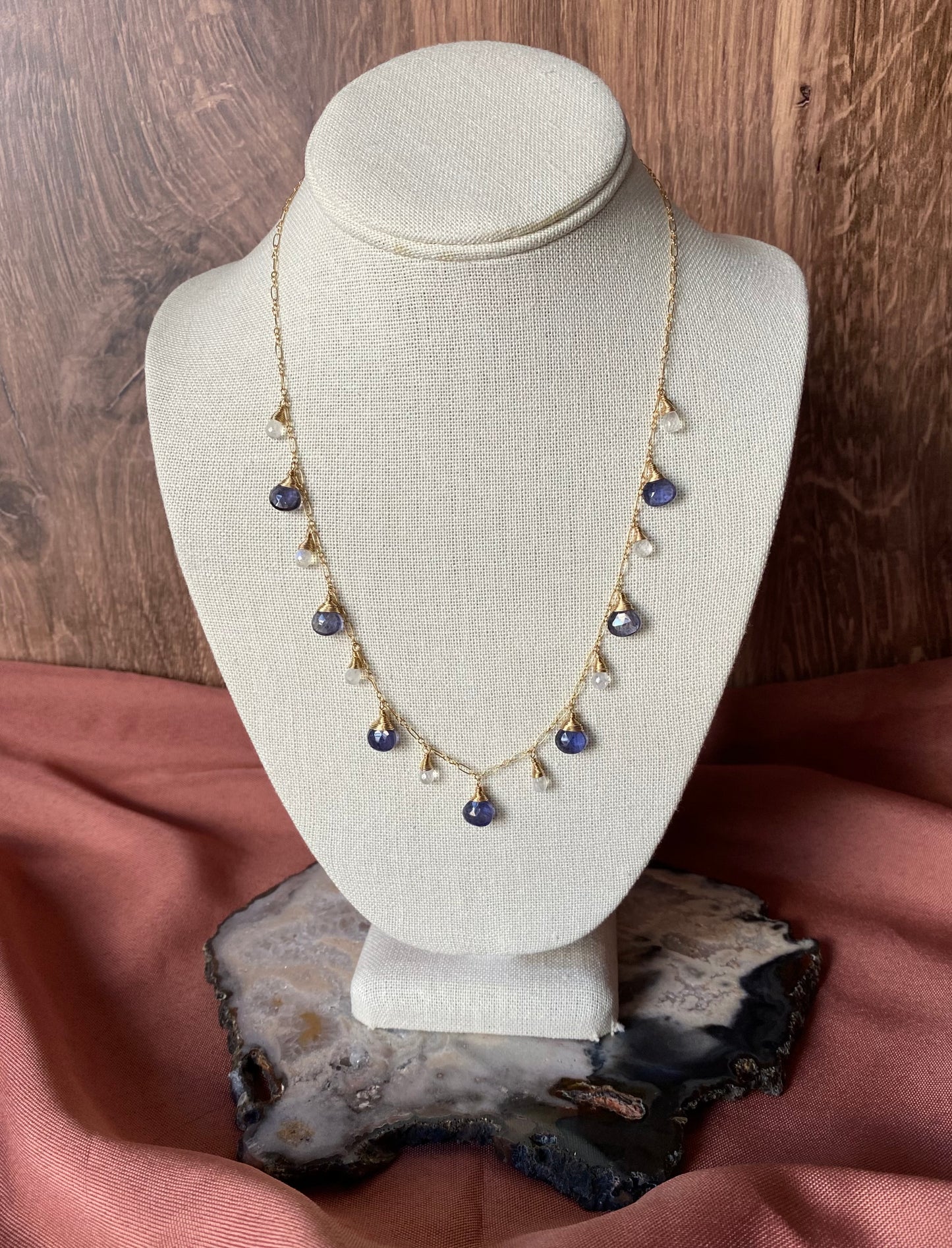 Iolite and Rainbow Moonstone Necklace