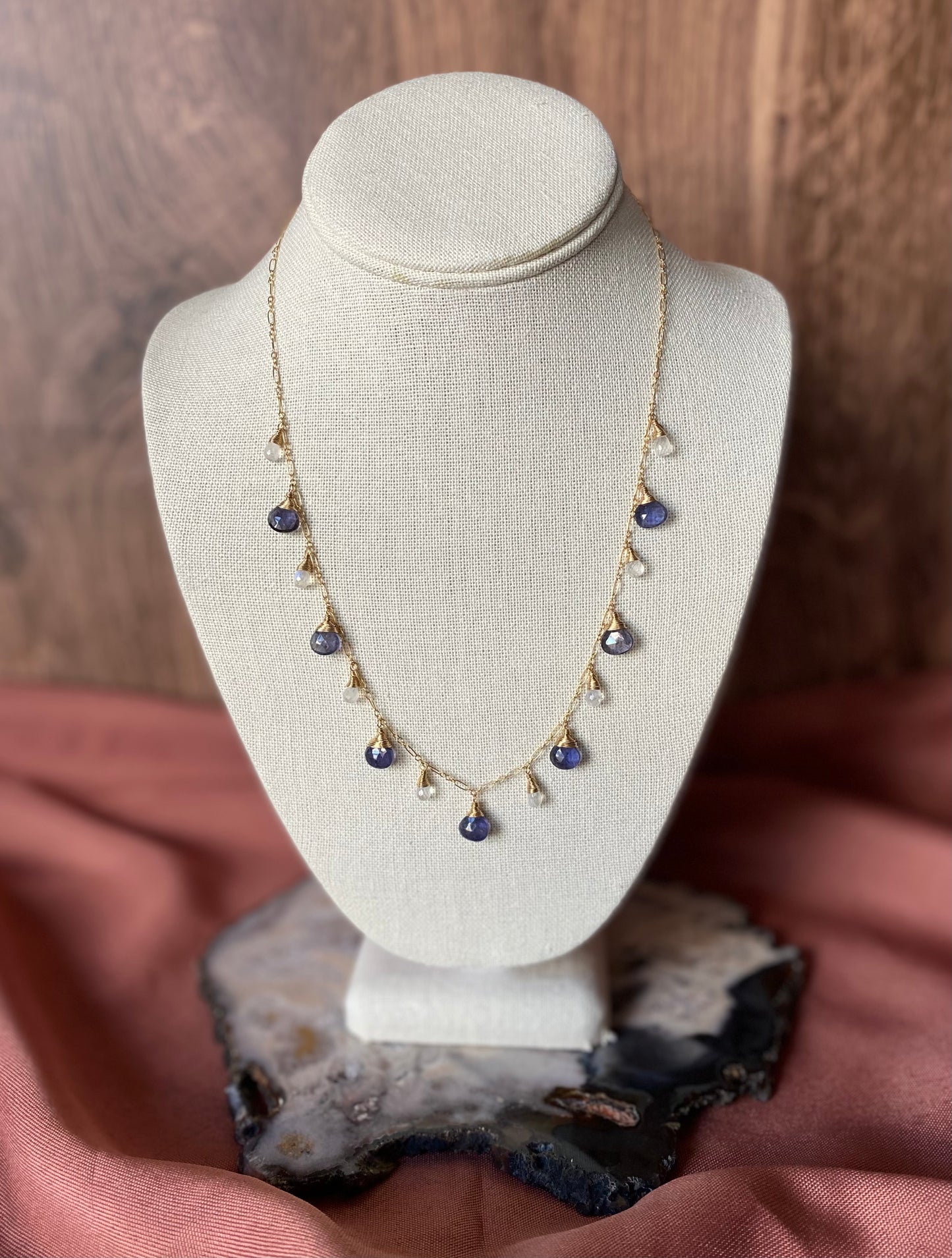 Iolite and Rainbow Moonstone Necklace