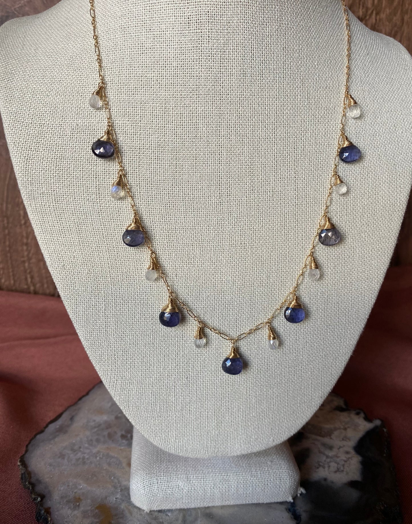 Iolite and Rainbow Moonstone Necklace