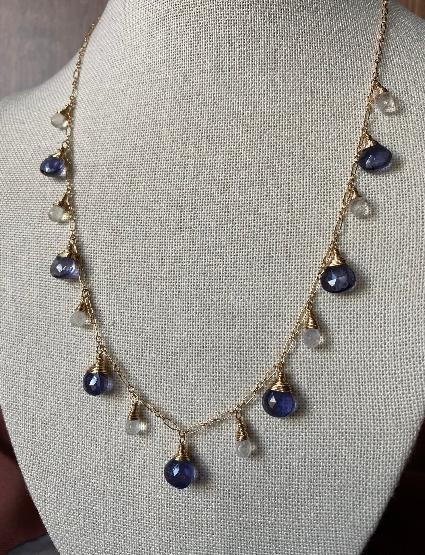 Iolite and Rainbow Moonstone Necklace