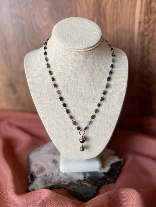 Tahitian Pearl and Iolite Night Out Necklace