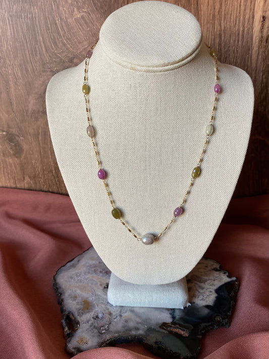 Umba Sapphire and Pearl Layering Necklace