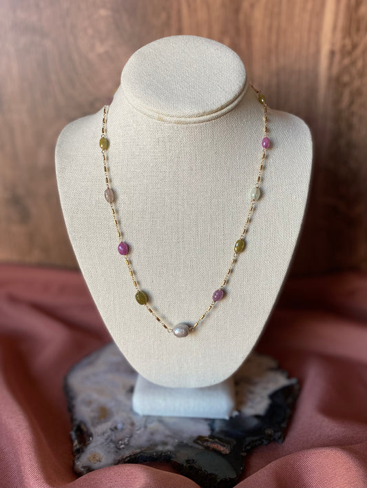 Umba Sapphire and Pearl Layering Necklace