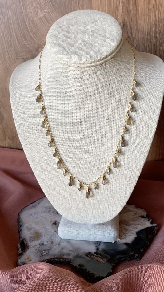 Labradorite and Smoky Quartz Fringe Necklace