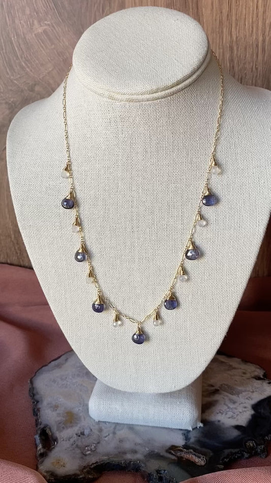 Iolite and Rainbow Moonstone Necklace