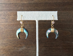 Mini Abalone Moon Earrings