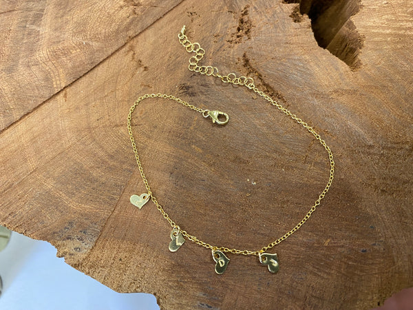 Hand Stamped Heart Name Bracelet or Anklet