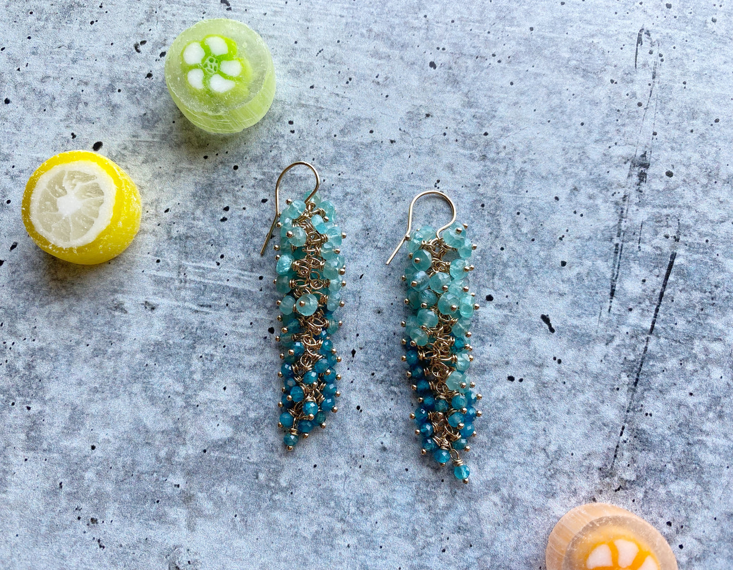 Abundance Earrings in Ombré Blue Apatite