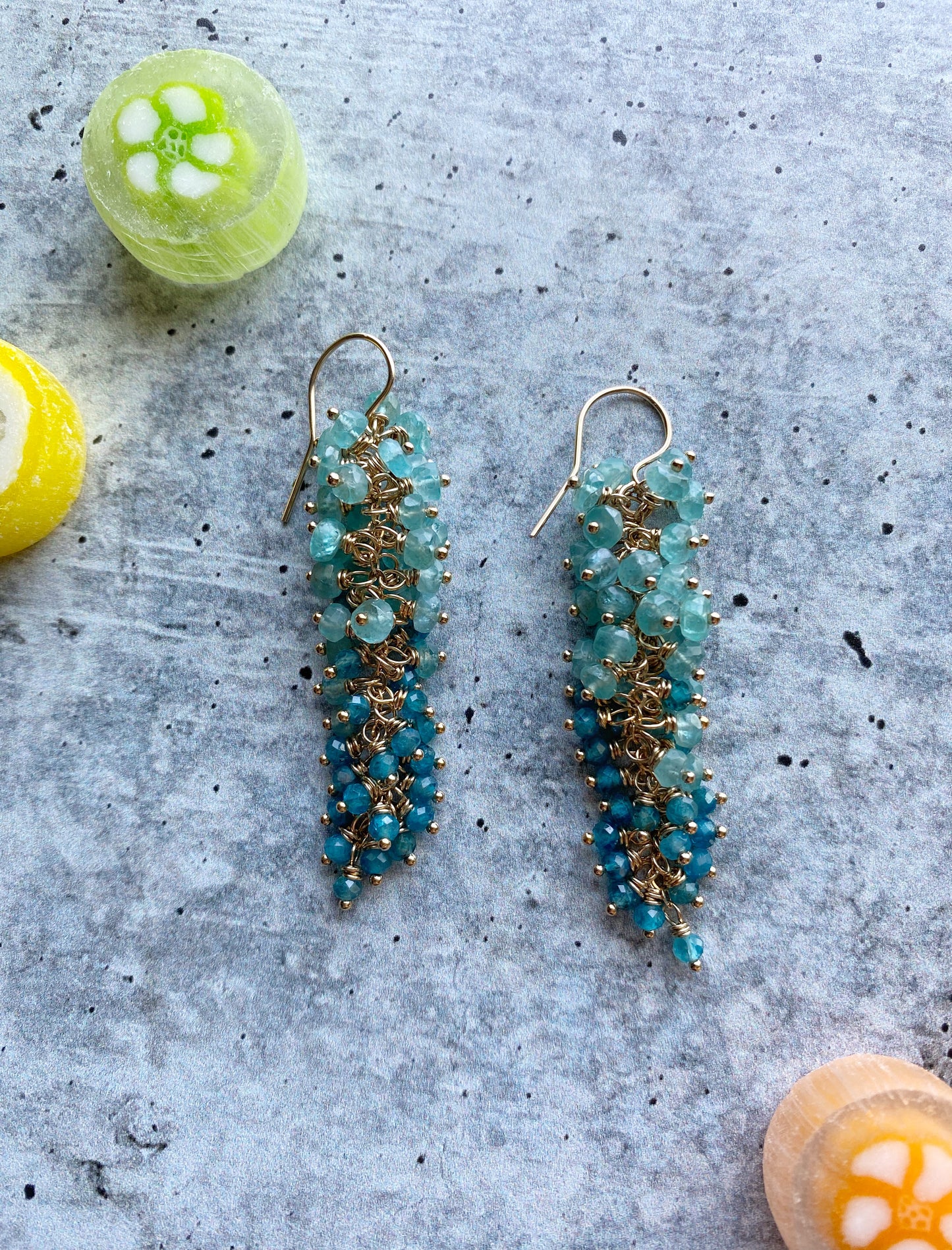 Abundance Earrings in Ombré Blue Apatite