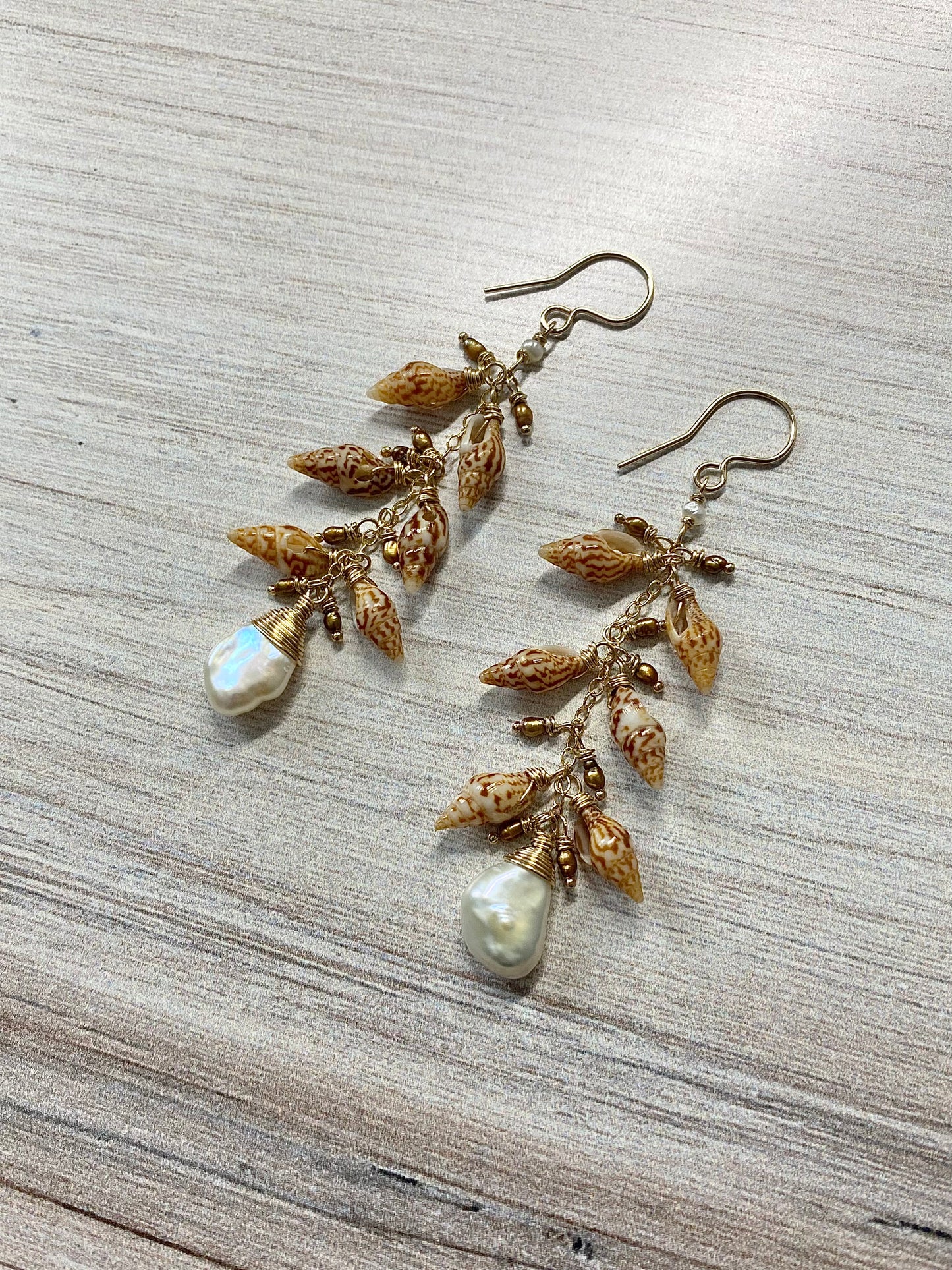 Freshwater Pearl and Shell Earrings