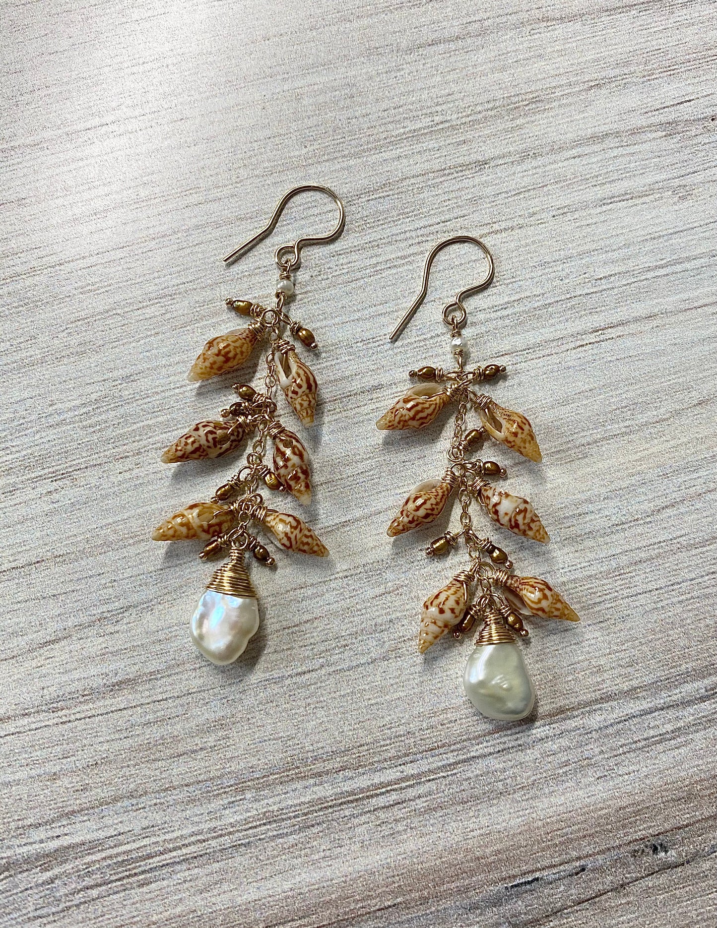 Freshwater Pearl and Shell Earrings