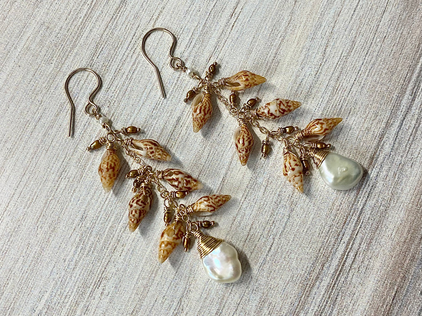 Freshwater Pearl and Shell Earrings