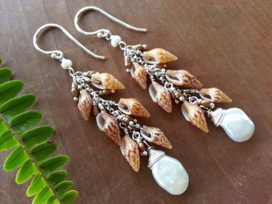 Freshwater Pearl and Shell Earrings